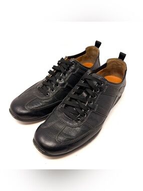 Cole Haan Mens Terrell Ox II Sneakers Black Perforated Leather Lace Up Shoe 10.5
